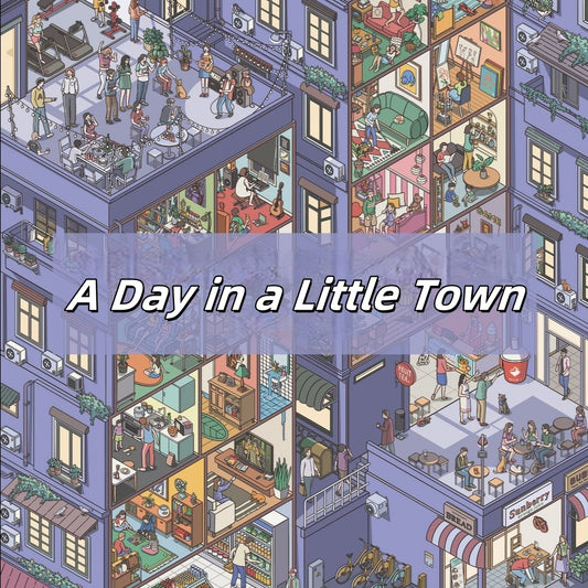 A Day in a Little Town 3D Sticker | 4 Cute Miniature Scenes