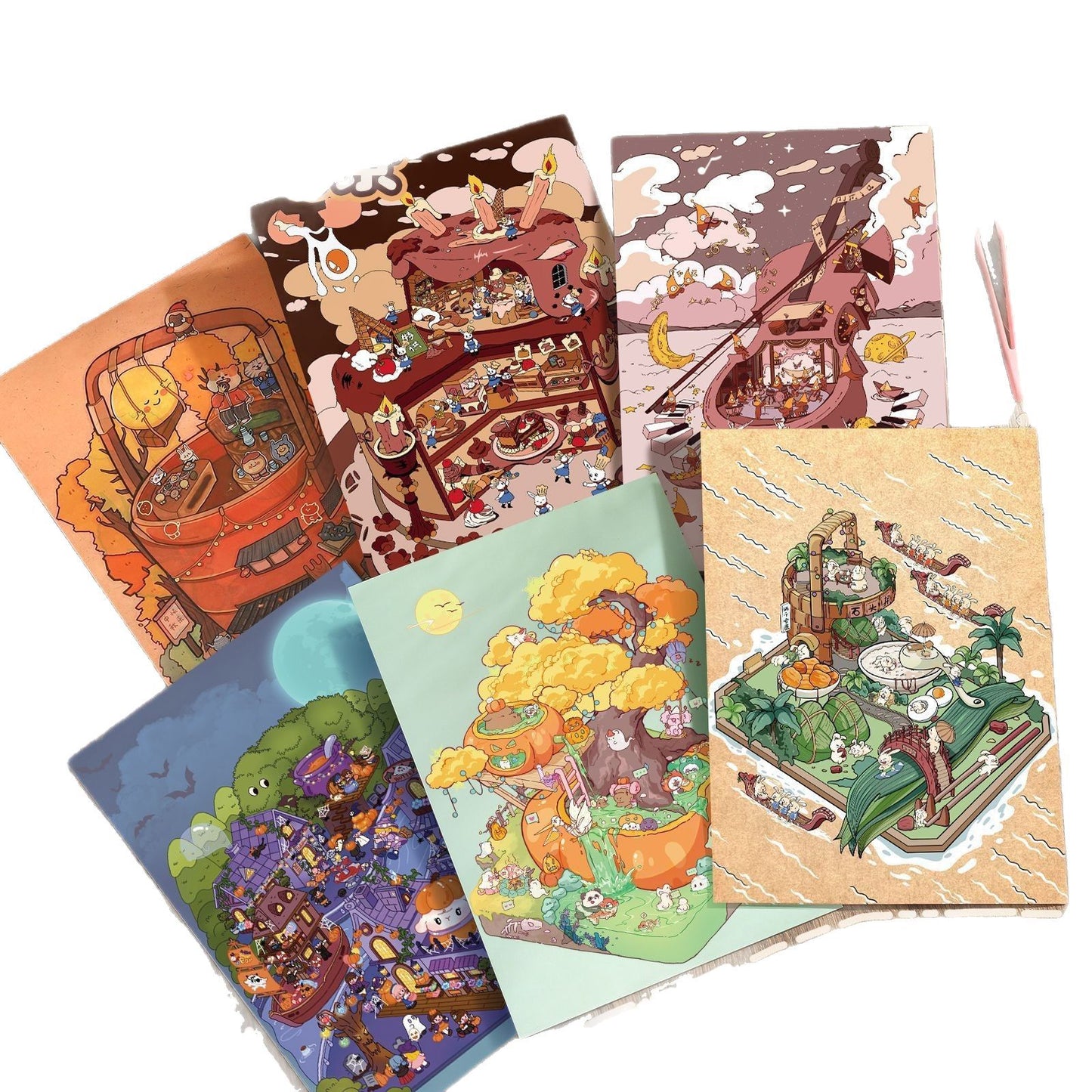 Whimsical Adventure 3D Sticker | 6 Cute Miniature Scenes