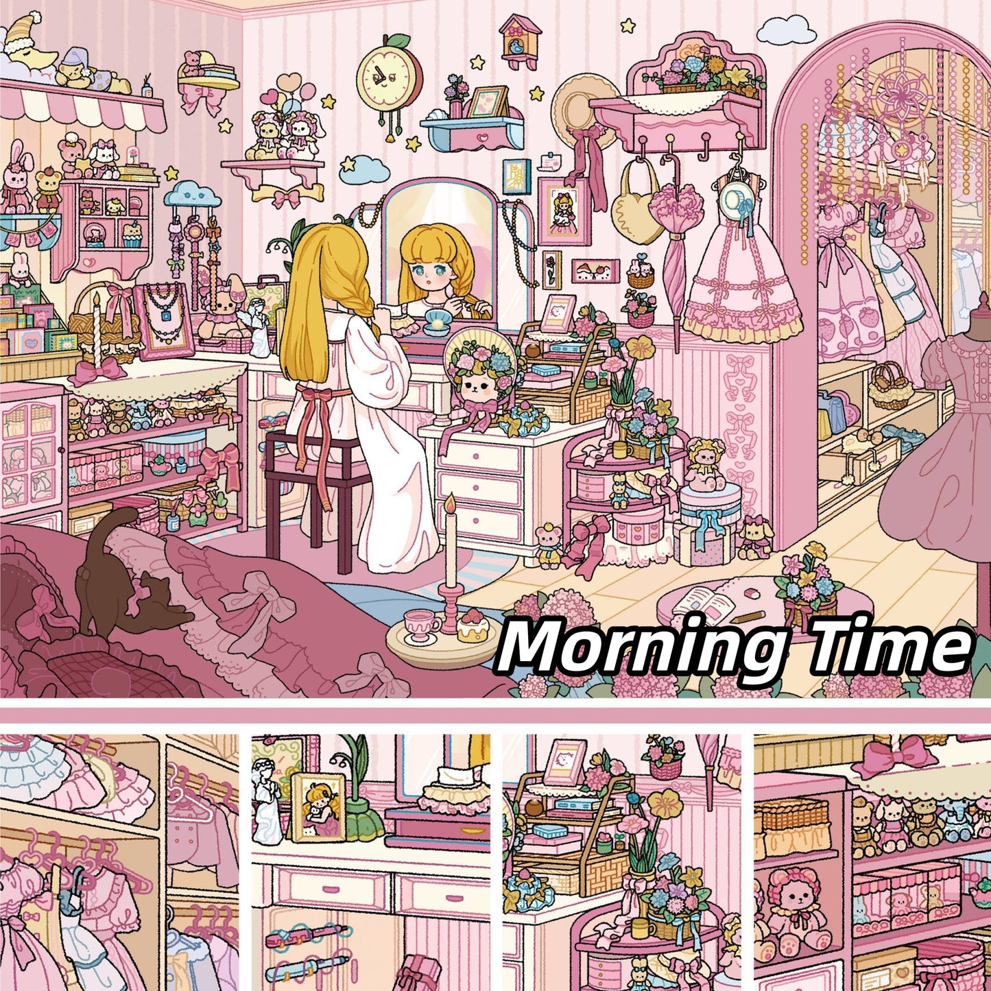 Her Daily Moments 3D Sticker | 4 Cute Miniature Scenes