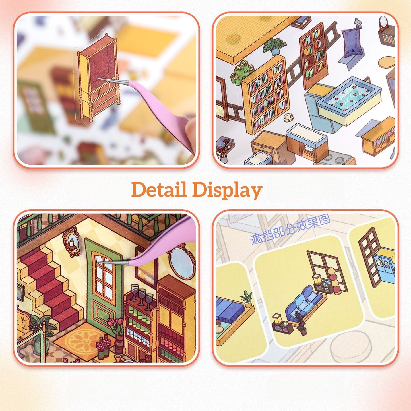 Cozy Cabin 3D Sticker | 2 Cute Miniature Scenes
