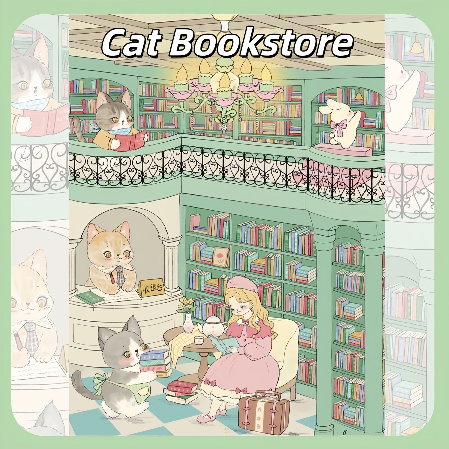 Cat's Shop 3D Sticker | 4 Cute Miniature Scenes
