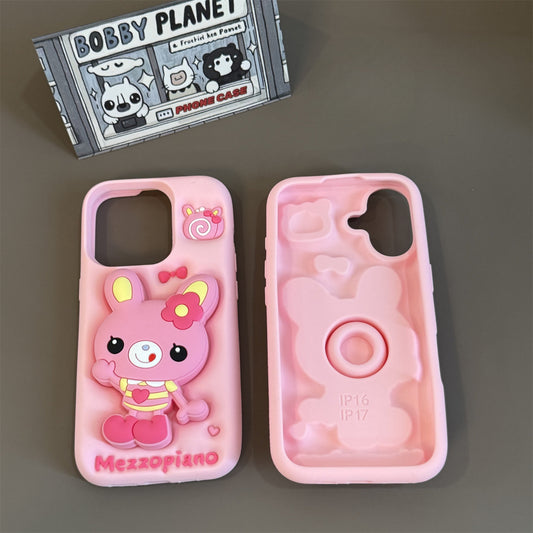 Piano Rabbit Stand Silicone Phone Case