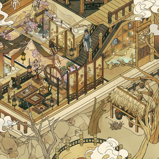 Red Lotus 3D Sticker | 2 Cute Miniature Scenes