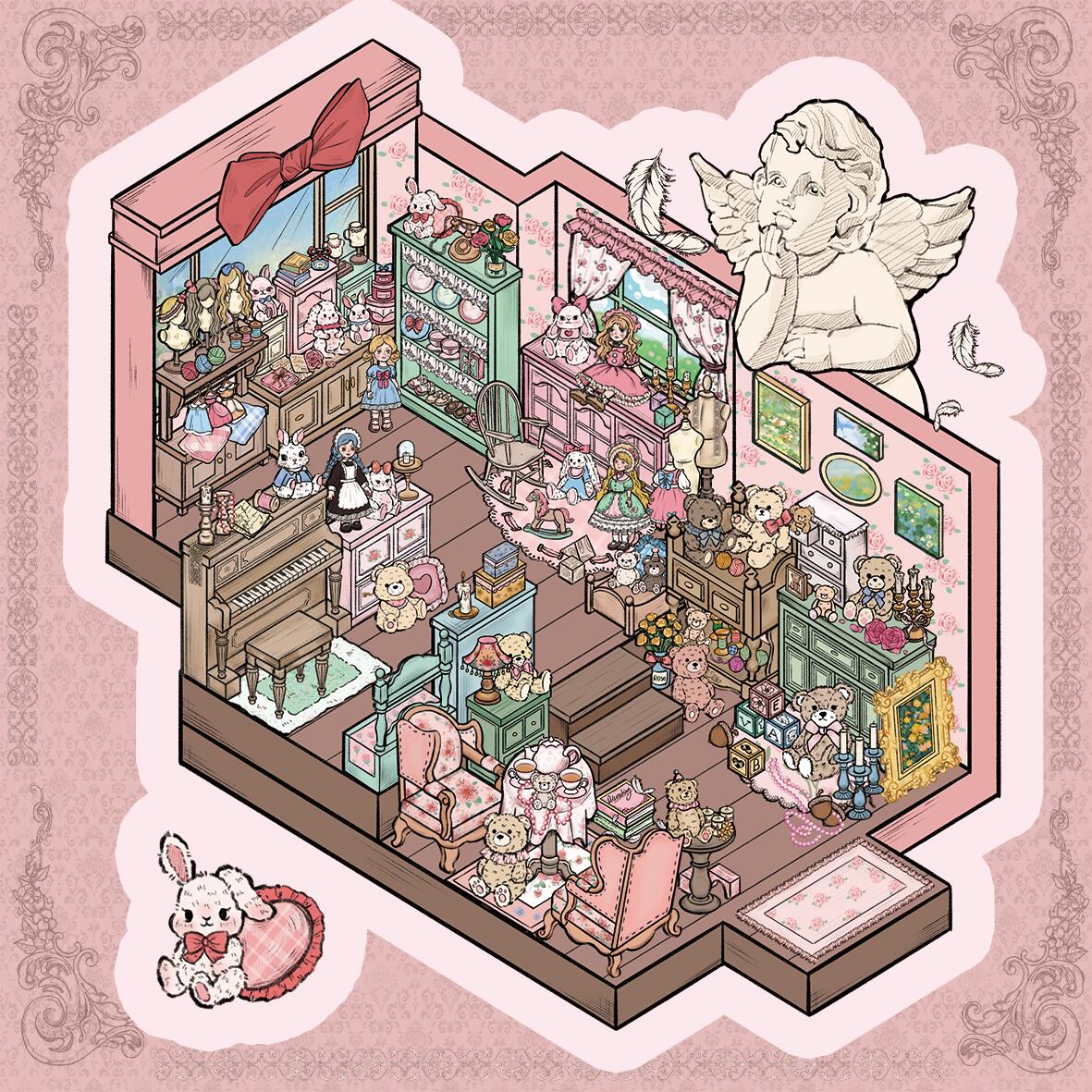 Retro Doll Shop 3D Sticker