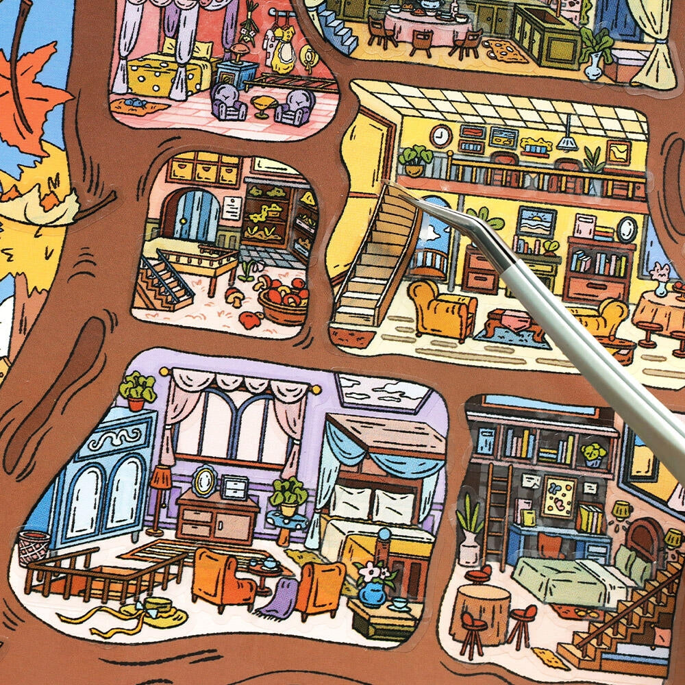 Houses in Nature 3D Sticker | 2 Cute Miniature Scenes