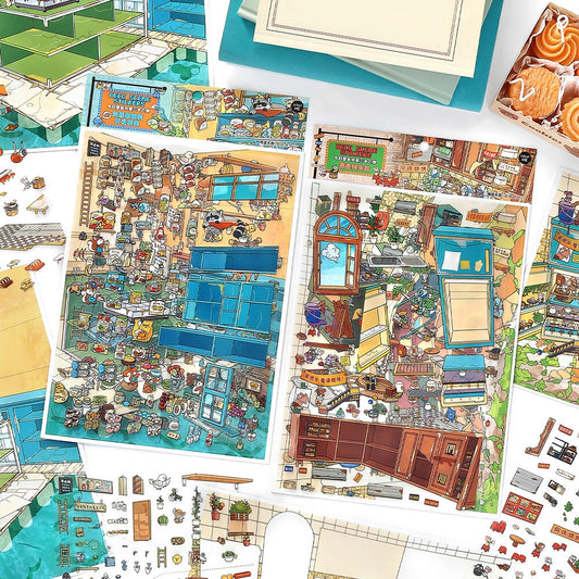 Animal Shops 3D Sticker | 2 Cute Miniature Scenes