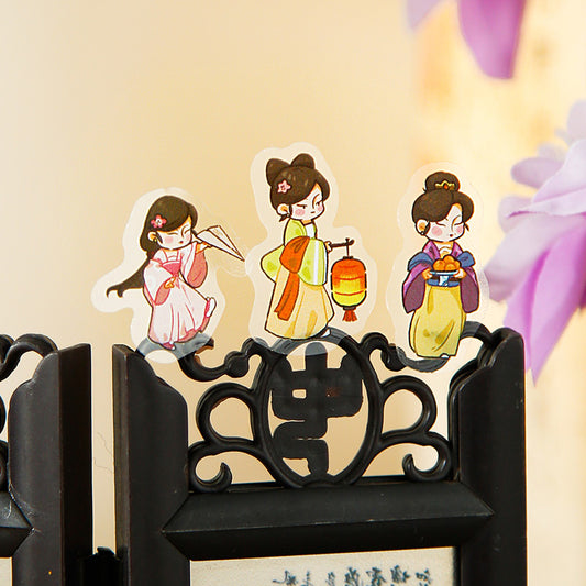 Ancient Chinese Pavilions 3D Sticker | 4 Cute Miniature Scenes