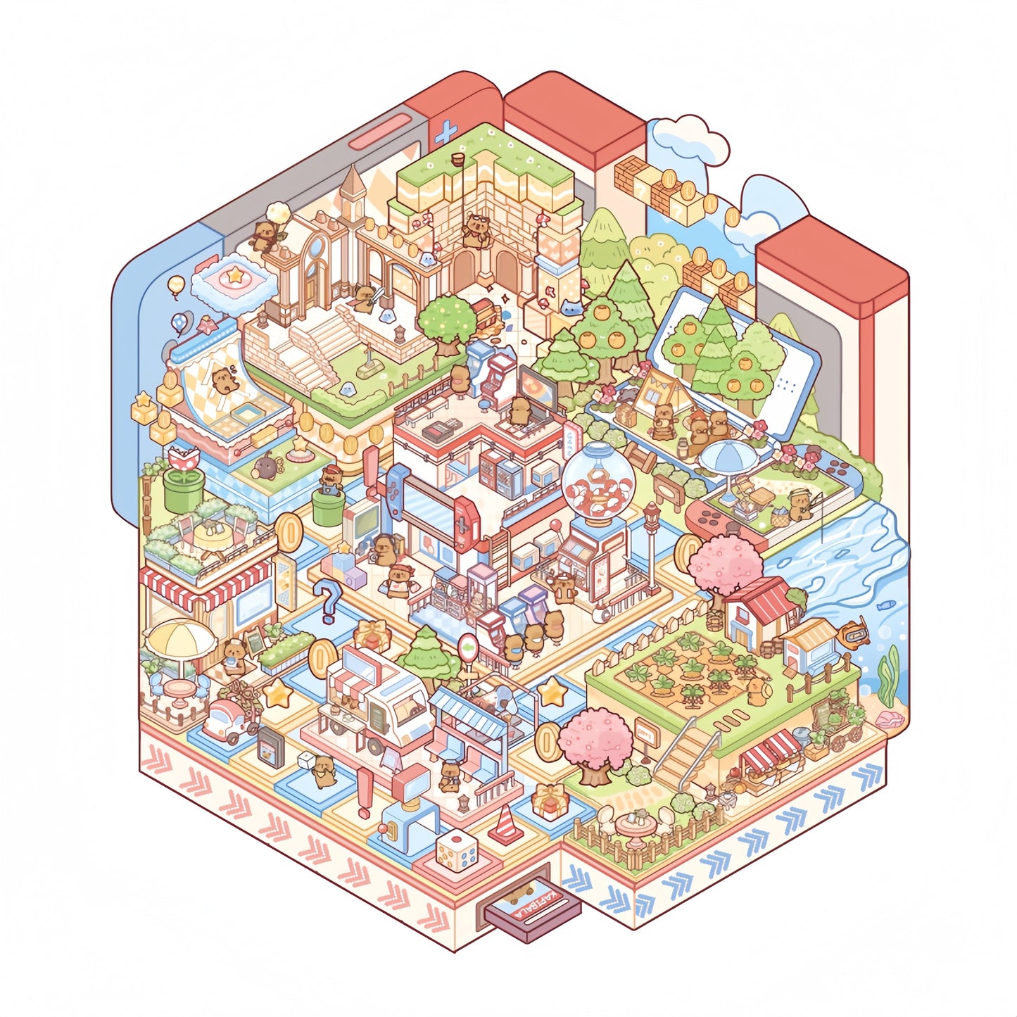 Capybara Shop 3D Sticker | 3 Cute Miniature Scene