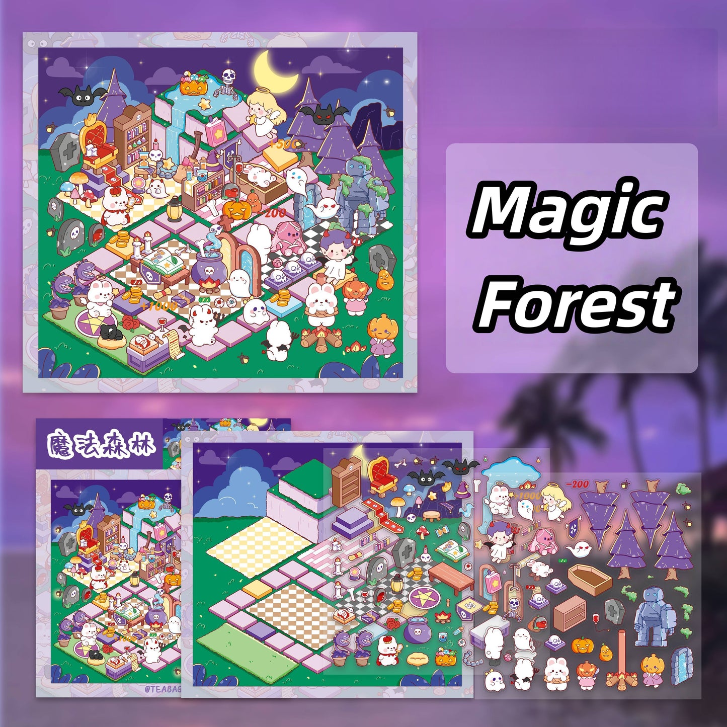 Monopoly Adventure 3D Sticker | 4 Cute Miniature Scenes