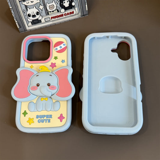 Flying Elephant Stand Silicone Phone Case