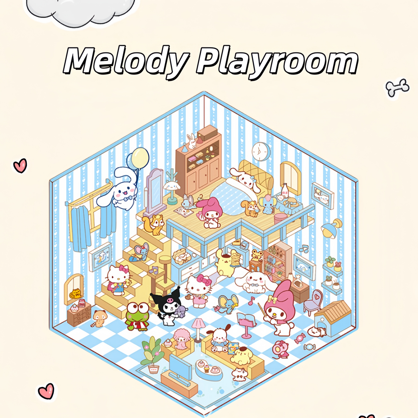 Sanrio Series 3D Sticker | 4 Cute Miniature Scenes
