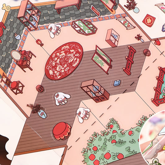 Fortune from Above 3D Sticker | 2 Cute Miniature Scenes