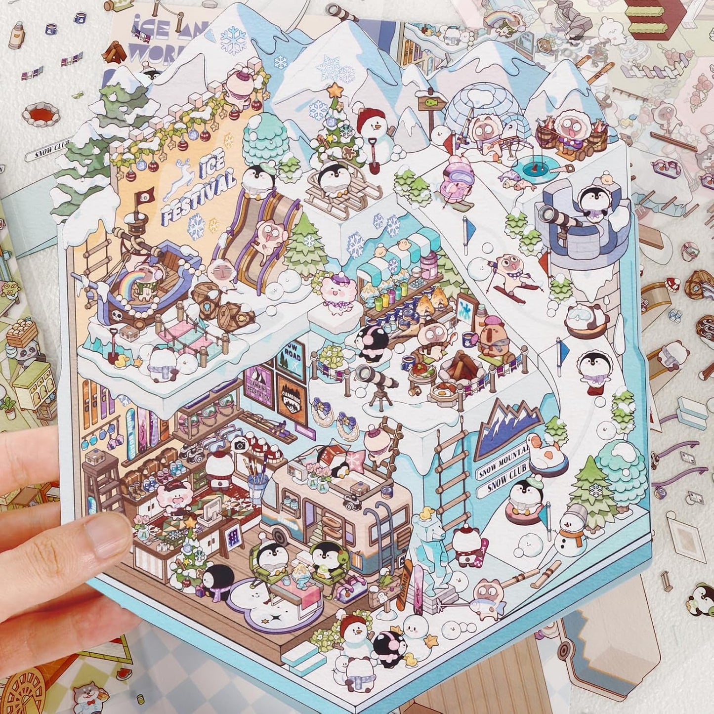 Wonderland Tales 3D Sticker | 4 Cute Miniature Scenes