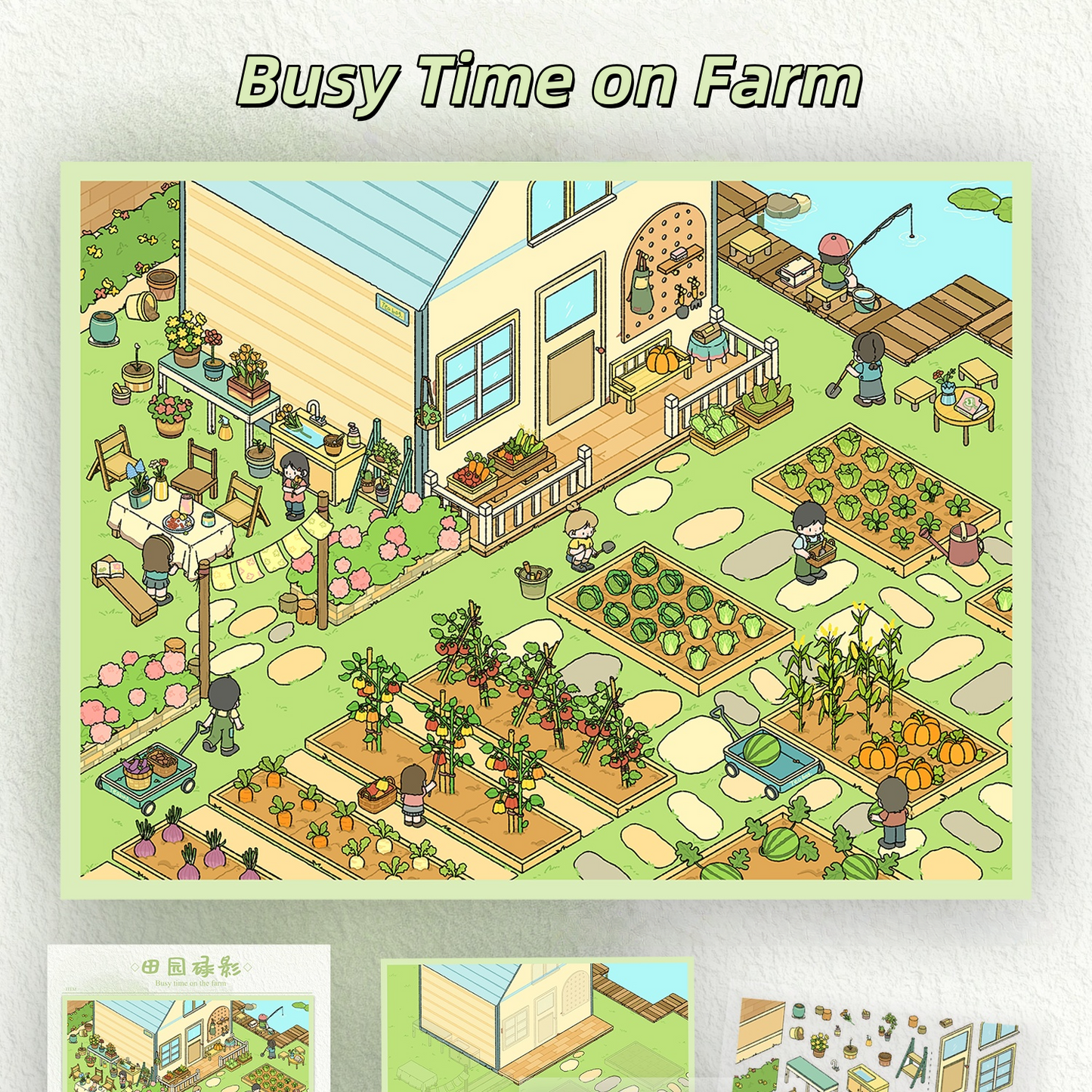 Modern Life 3D Sticker | 5 Cute Miniature Scenes
