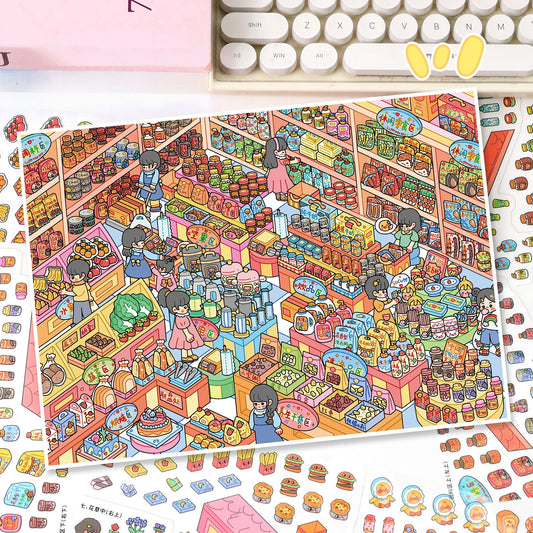 Everyday Shelves 3D Sticker | 2 Cute Miniature Scenes