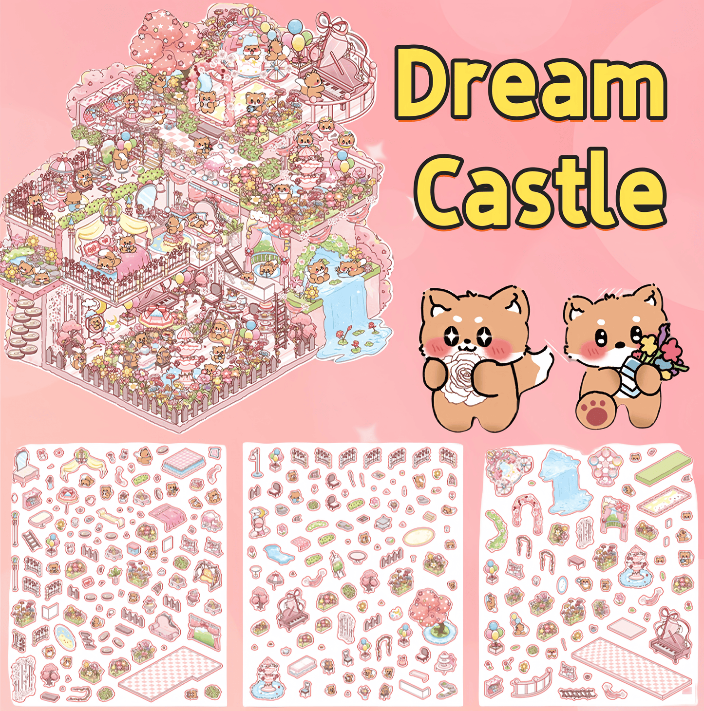 Mystic Dwellings 3D Sticker | 4 Cute Miniature Sticker