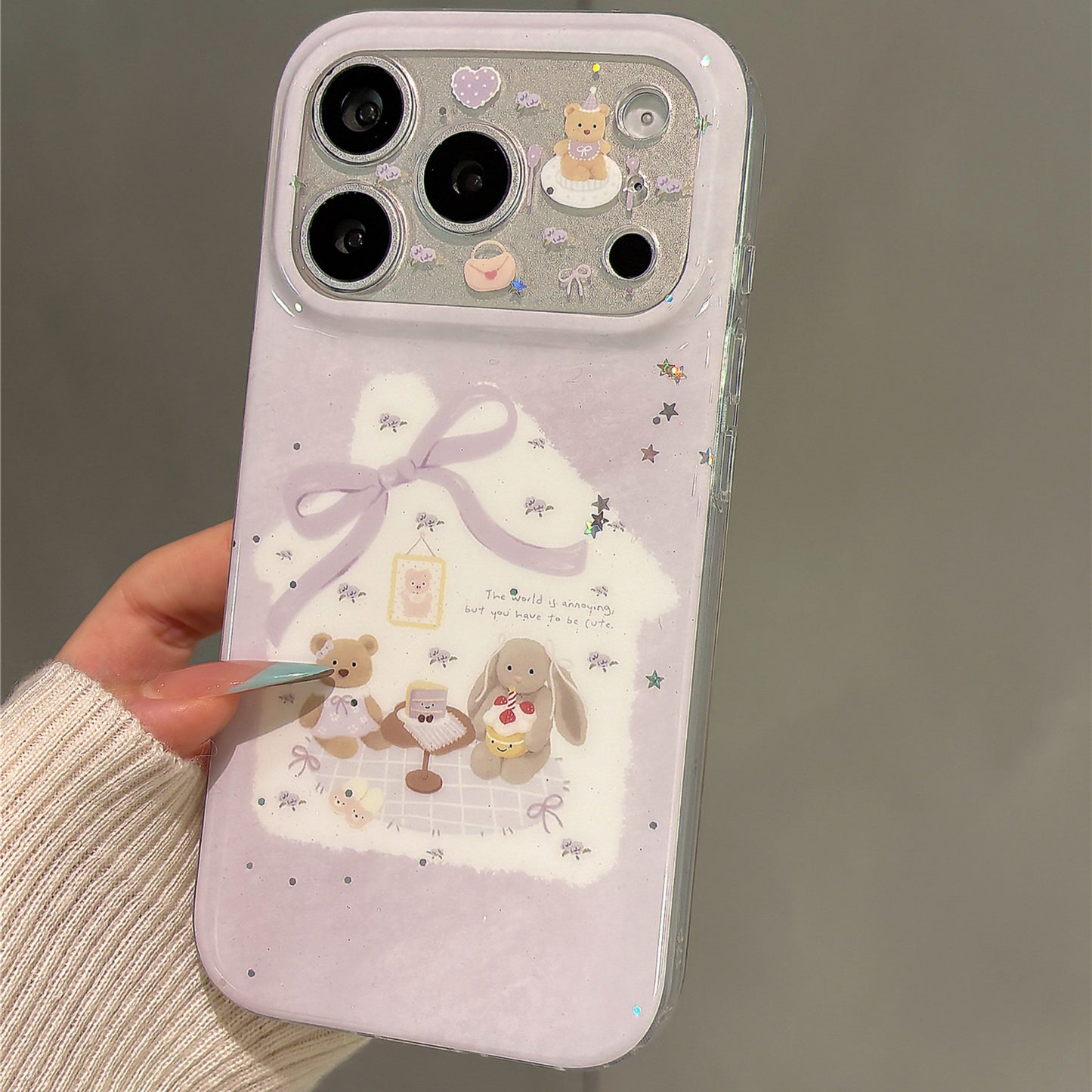Taro Purple Bow Plush Doll Acrylic Phone Case