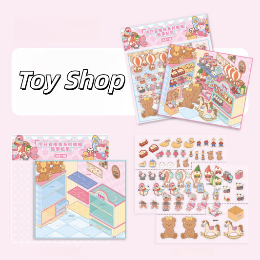 A Good Day to Stock Up 3D Sticker | 4 Cute Miniature Scenes