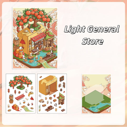 Paw's Town 3D Sticker | 4 Cute Miniature Scenes