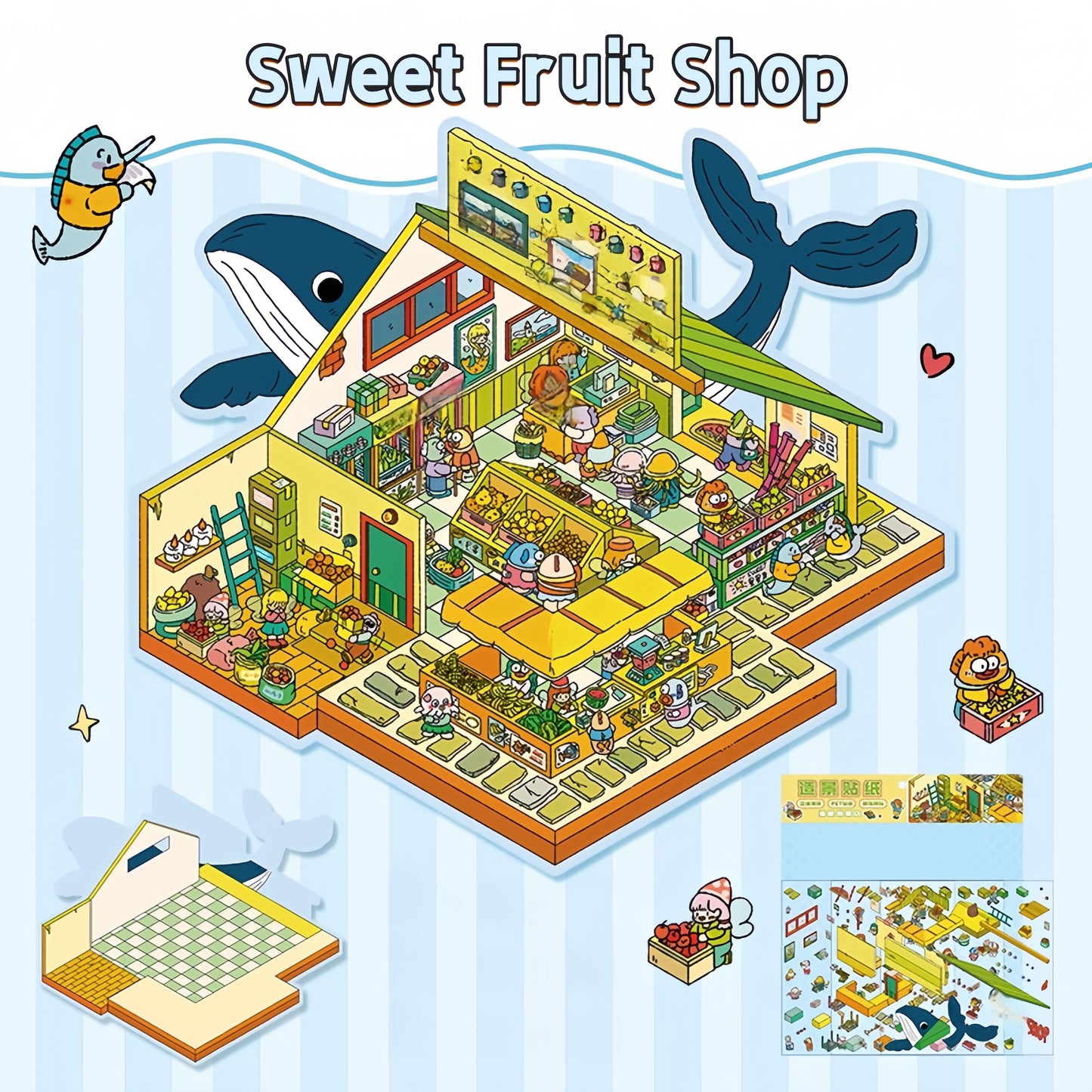 Miniature Shop 3D Sticker | 2 Cute Miniature Scenes