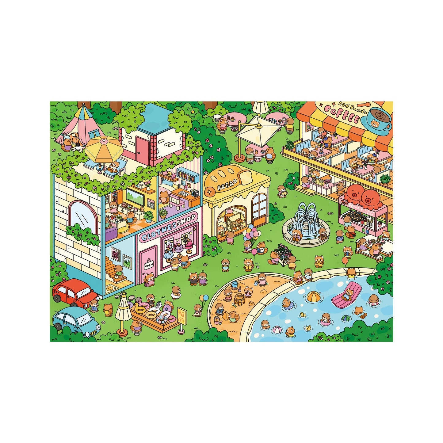 Cute Animal's Park 3D Sticker | 2 Cute Miniature Scenes