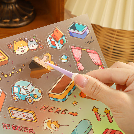Carrot Town 3D Sticker | 4 Cute Miniature Scenes