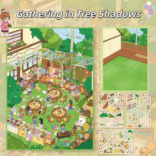 Gathering Time 3D Sticker | 2 Cute Miniature Scenes