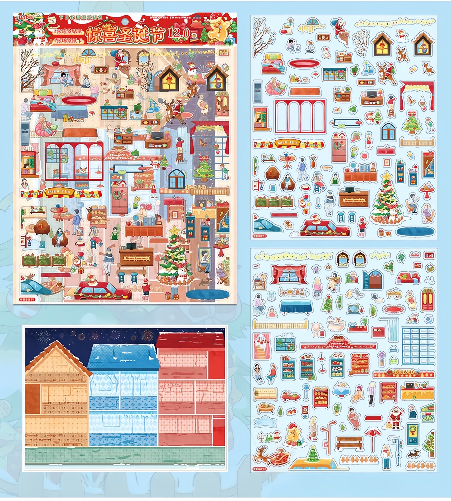 Happy Festival 3D Sticker | 2 Cute Miniature Scenes