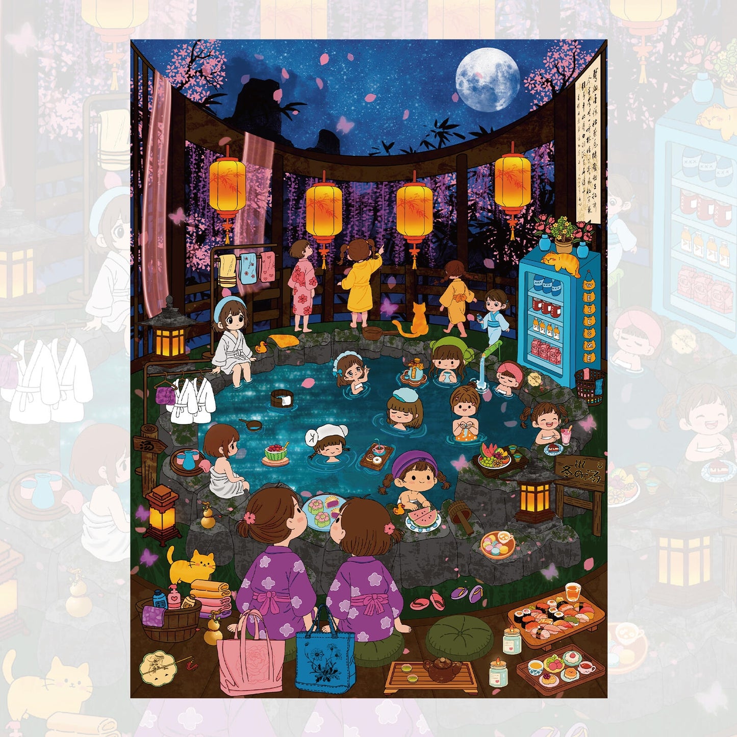 Moonlit Hot Springs 3D Sticker