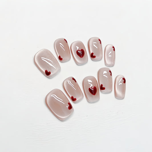 Pink Cat-Eye Nails - Medium Square