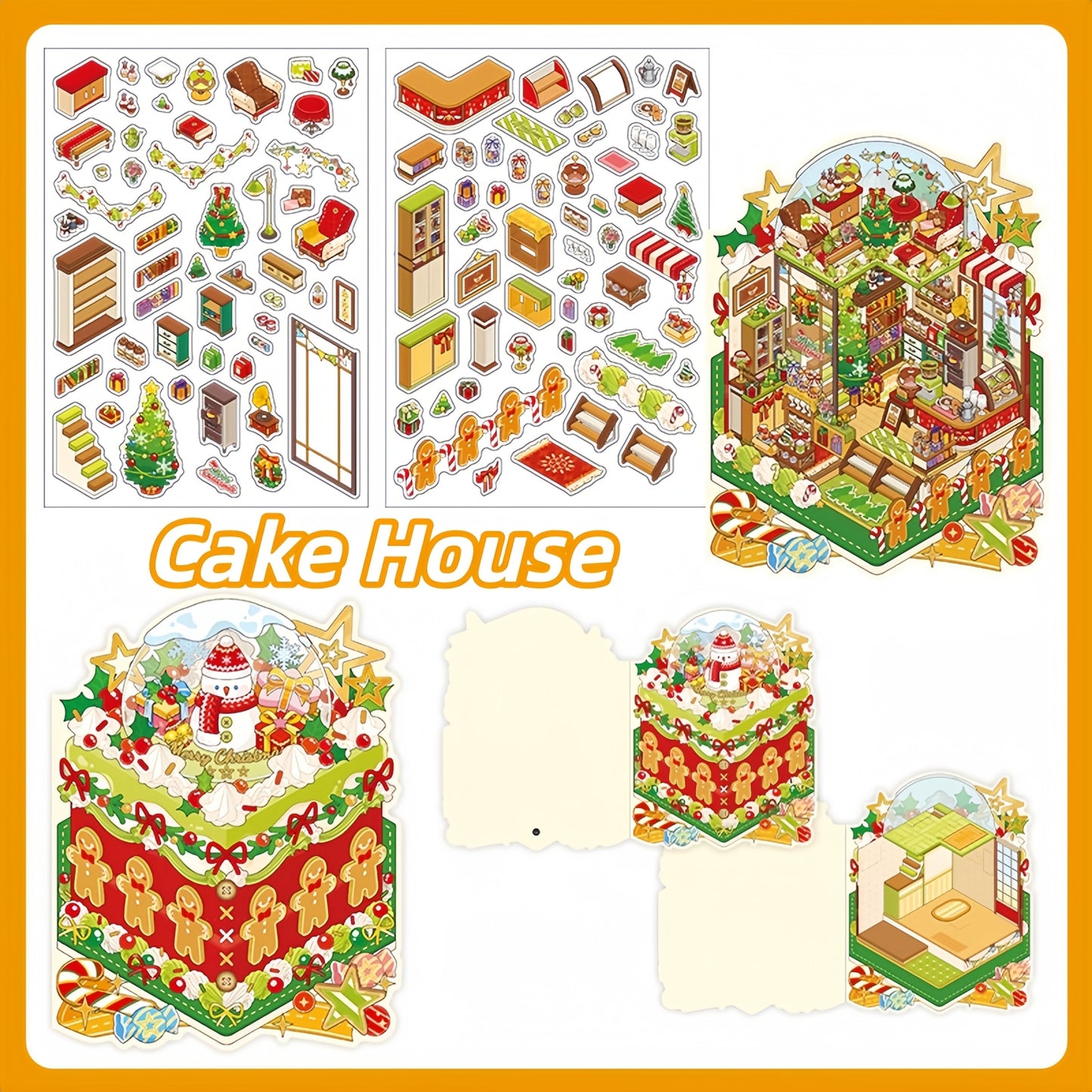 Christmas Series 3D Sticker | 4 Cute Miniature Scenes