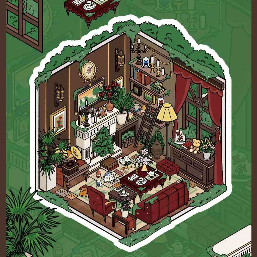Green Invasion 3D Sticker | 4 Cute Miniature Scenes
