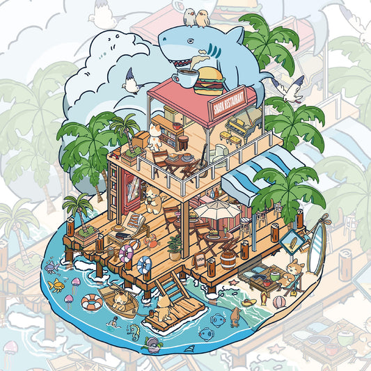 Shark-Themed Restaurant 3D Sticker