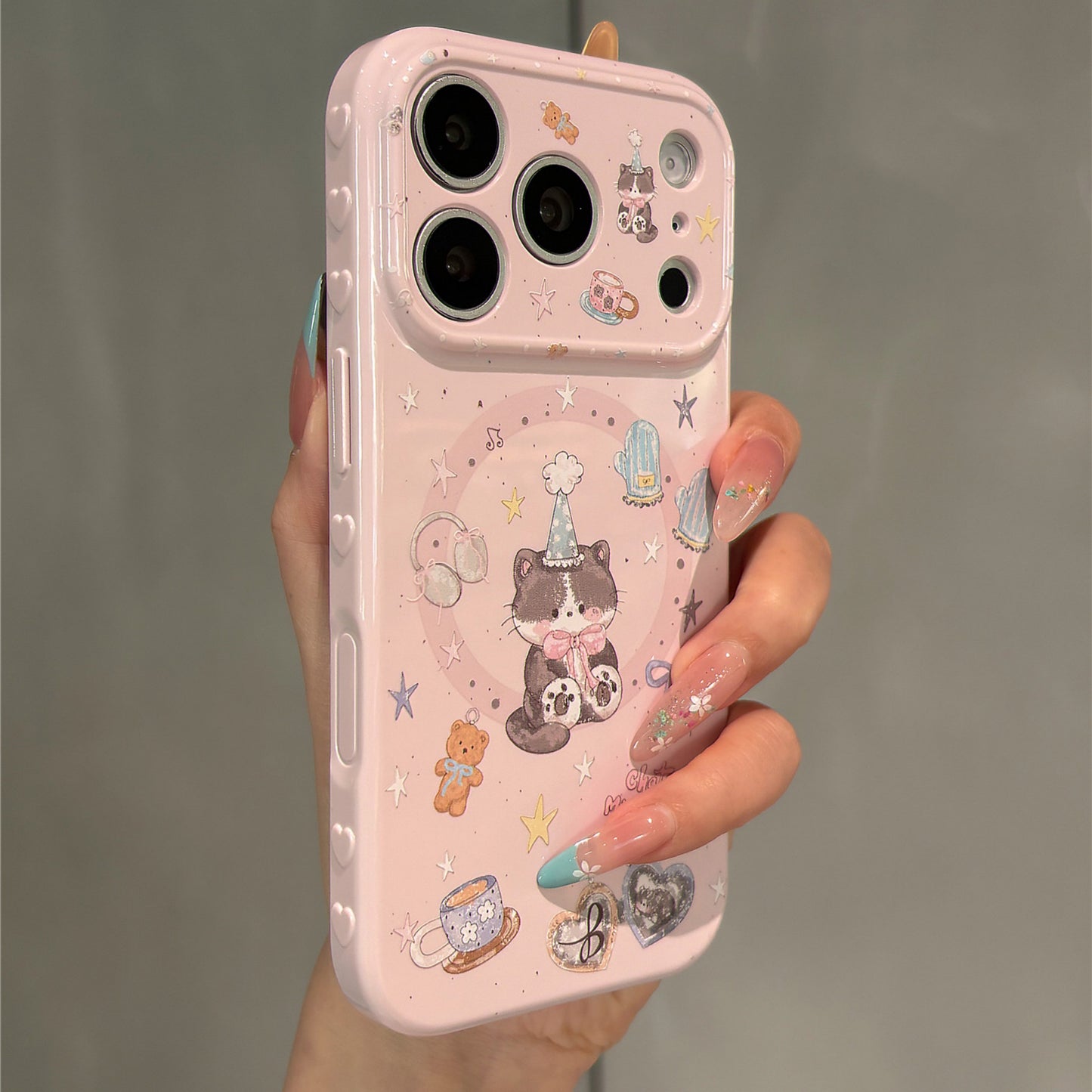 Coffee Bear & Kitty Magnetic Stand Acrylic Phone Case