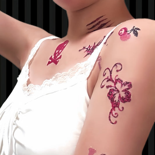 Hibiscus Glitter Temporary Tattoo