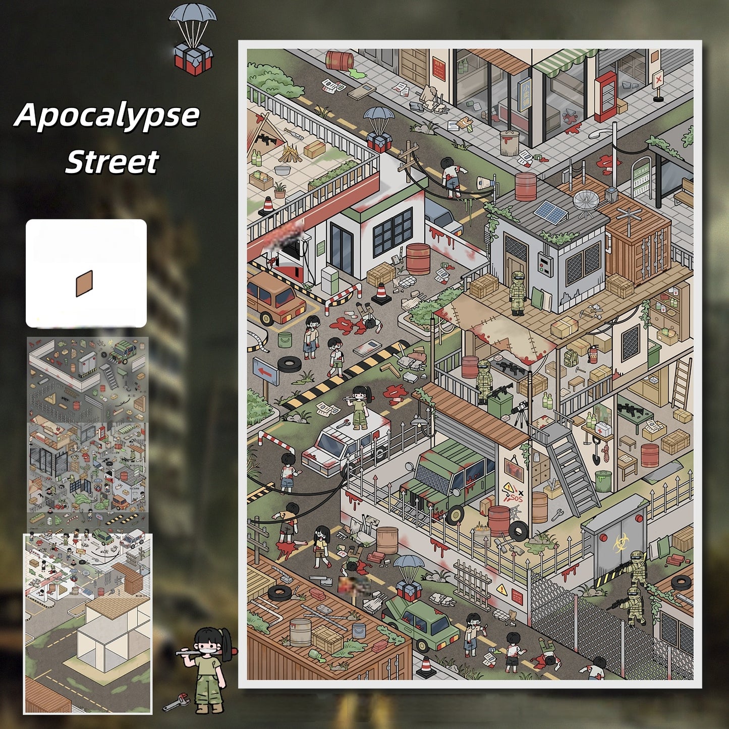 Horror Street 3D Sticker | 2 Cute Miniature Scenes