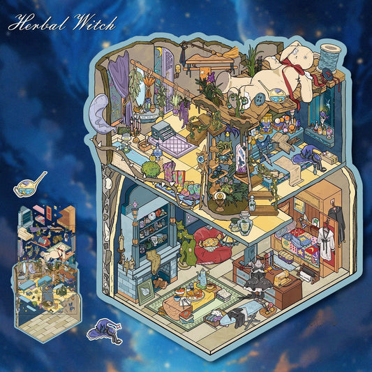 Whimsical Dreams 3D Sticker | 2 Cute Miniature Scenes