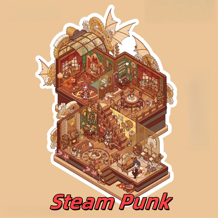 Dream House 3D Sticker | 4 Cute Miniature Scenes