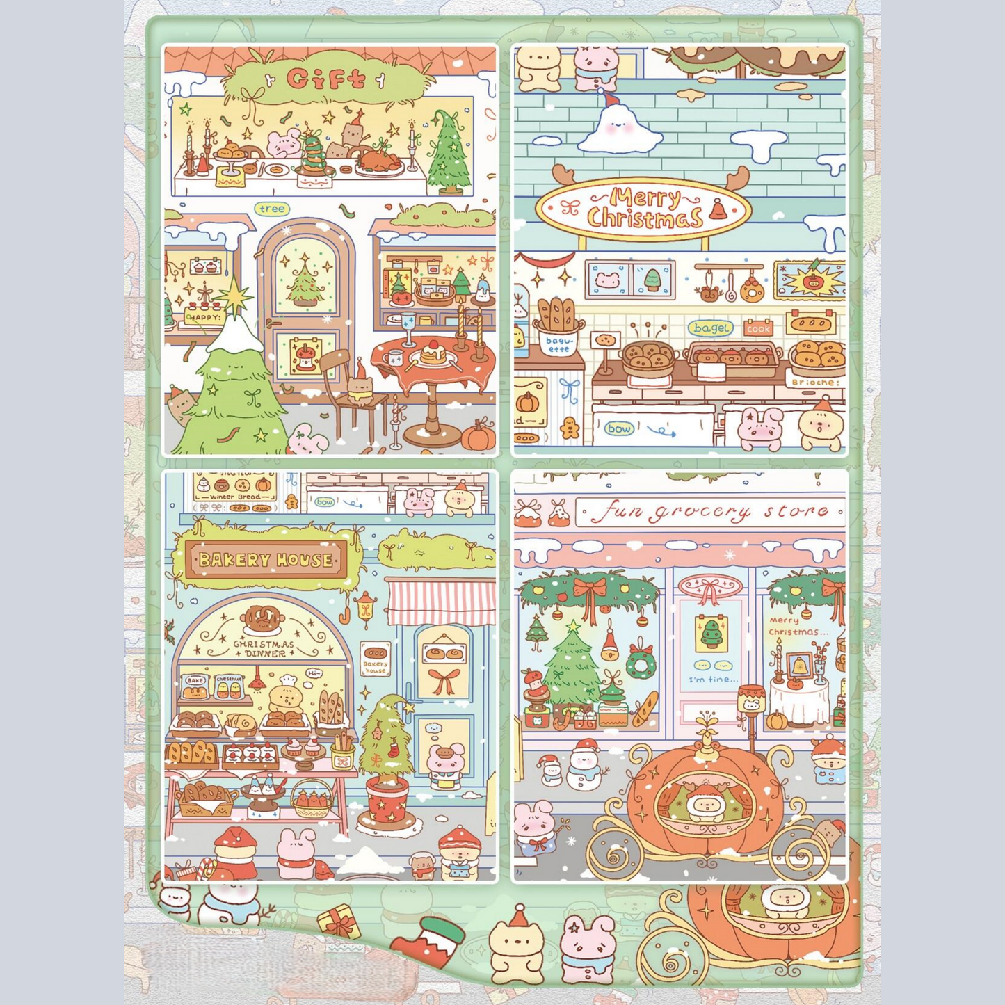 Winter Cottage 3D Sticker | 2 Cute Miniature Scenes