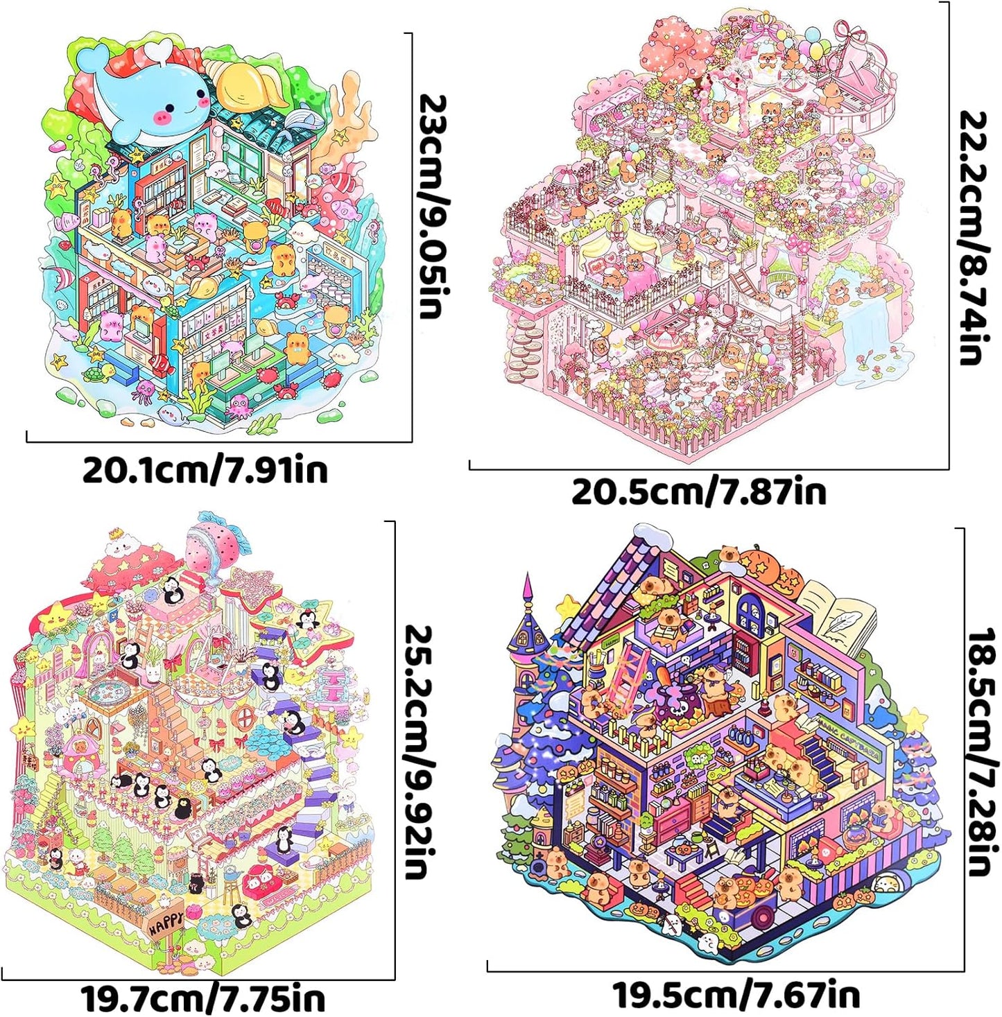 Mystic Dwellings 3D Sticker | 4 Cute Miniature Sticker