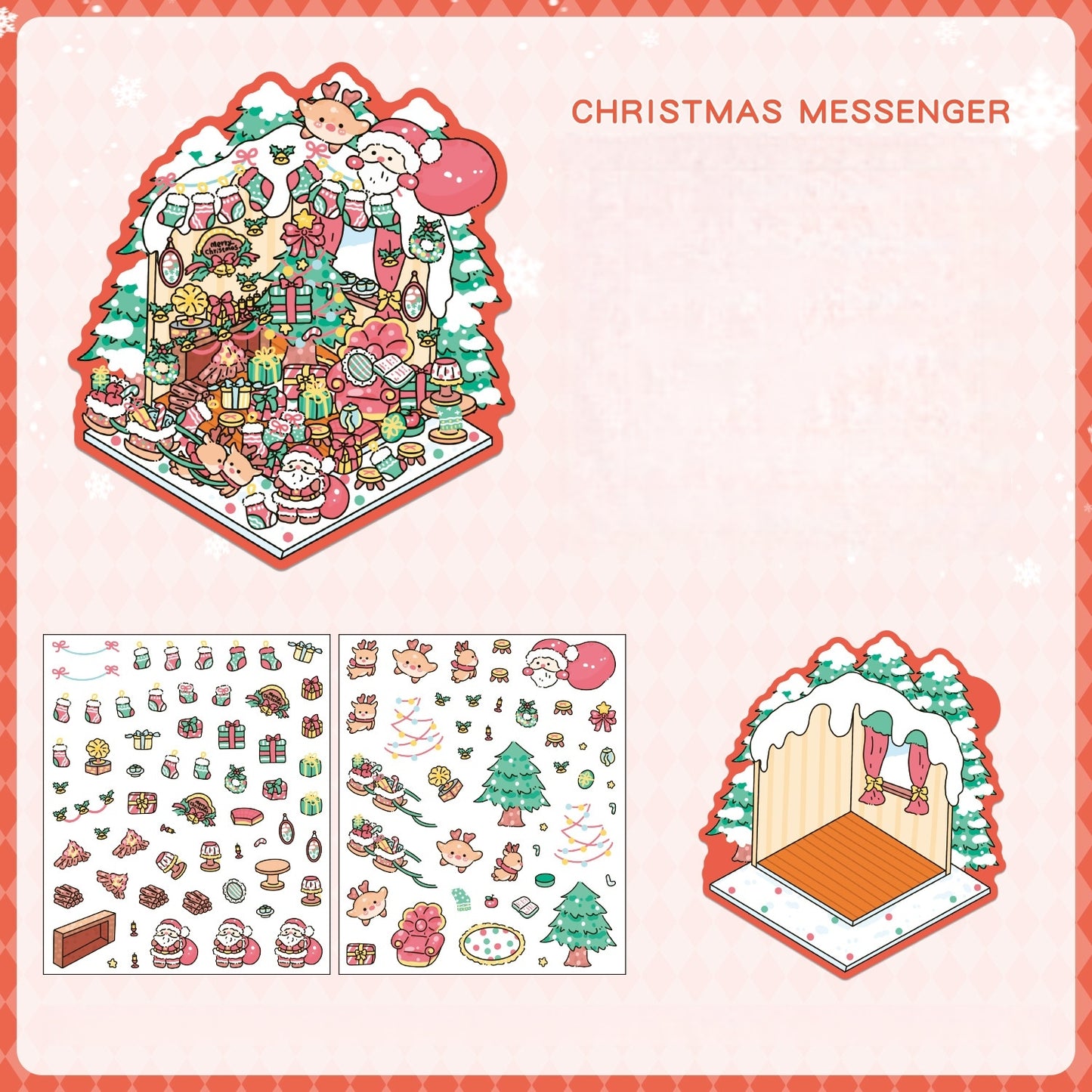Merry Chrismas 3D Sticker | 4 Cute Miniature Scenes