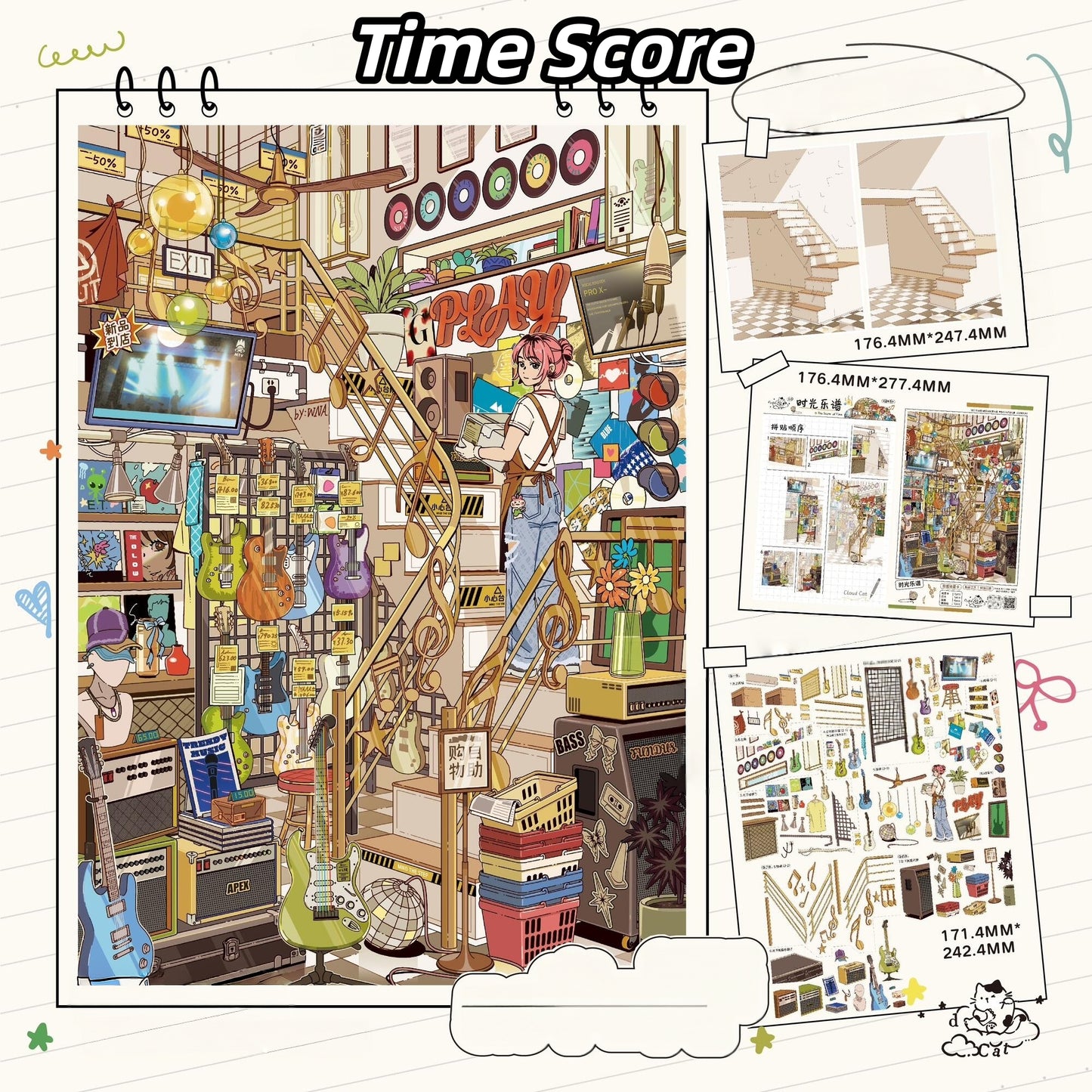 Soft Hours 3D Sticker | 5 Cute Miniature Scenes