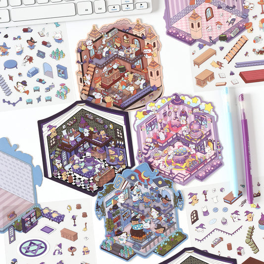 Whimsical Life 3D Sticker | 4 Cute Miniature Scenes