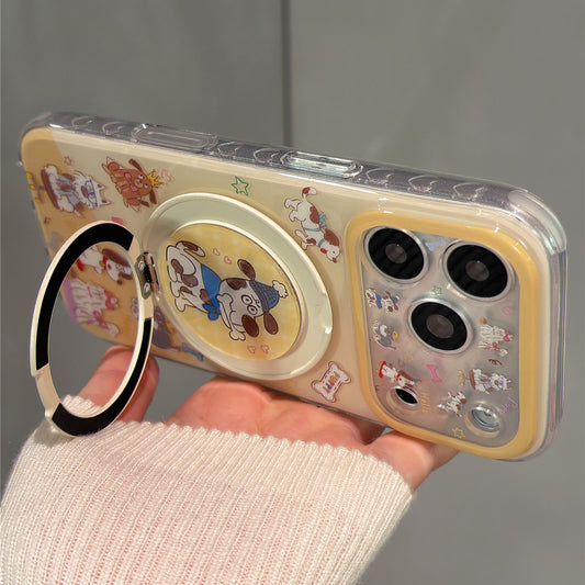 Adorable Cartoon Puppy Magnetic Stand Acrylic Phone Case