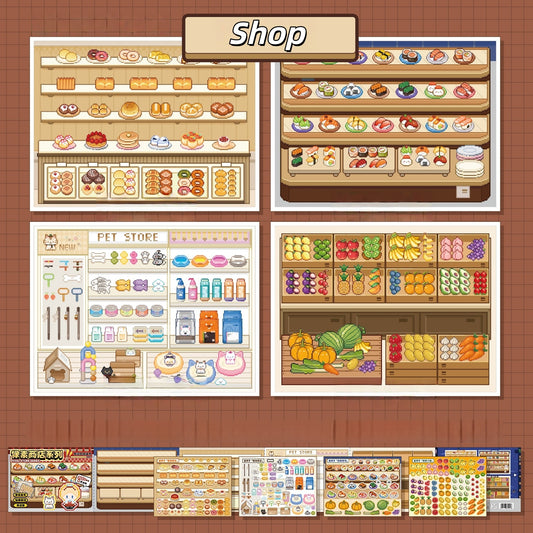 Pixel Shelf Display 3D Sticker Book