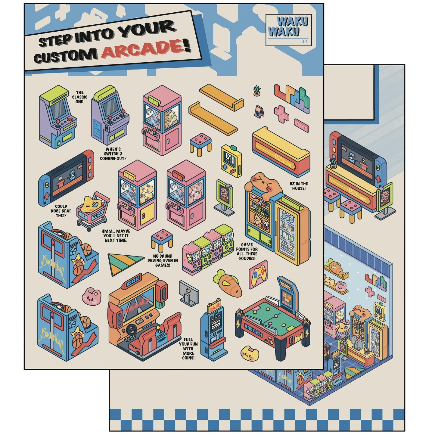 Tiny Shop 3D Sticker | 3 Cute Miniature Scenes