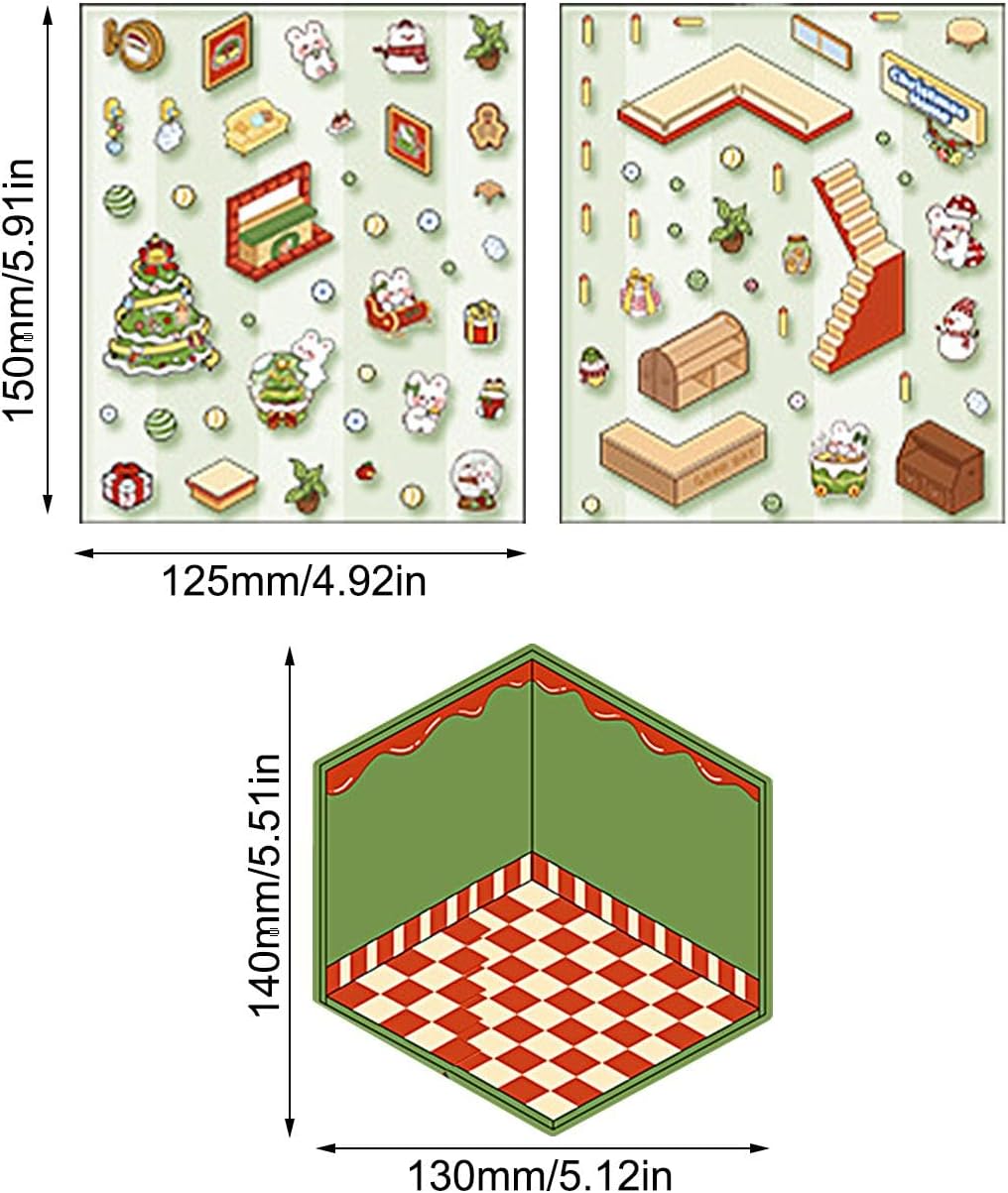 Merry Paws Christmas 3D Sticker | 2 Cute Miniature Scenes