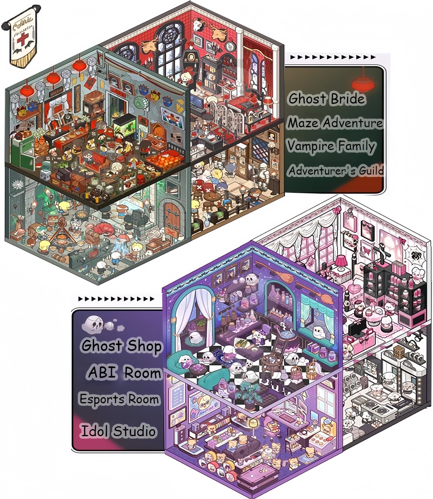 Horror Theme 3D Sticker Book | 20 Cute Miniature Scenes