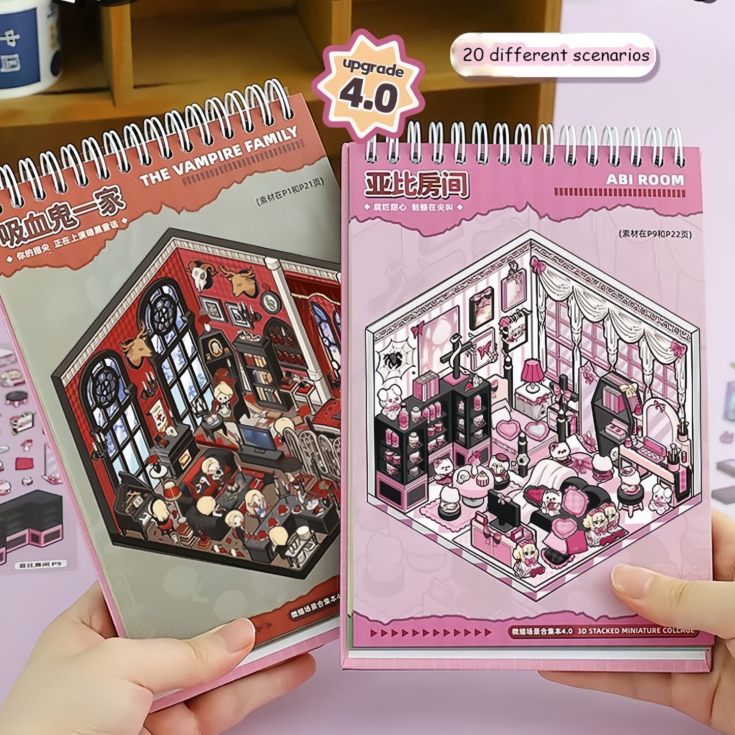 Horror Theme 3D Sticker Book | 20 Cute Miniature Scenes