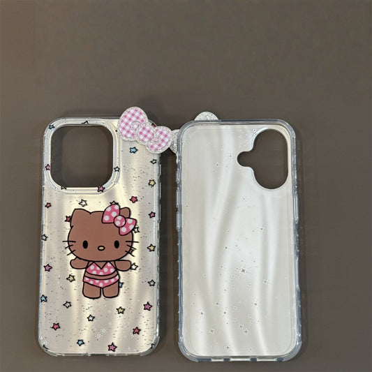 Glitter Black Cat with Bow Acrylic Phone Case
